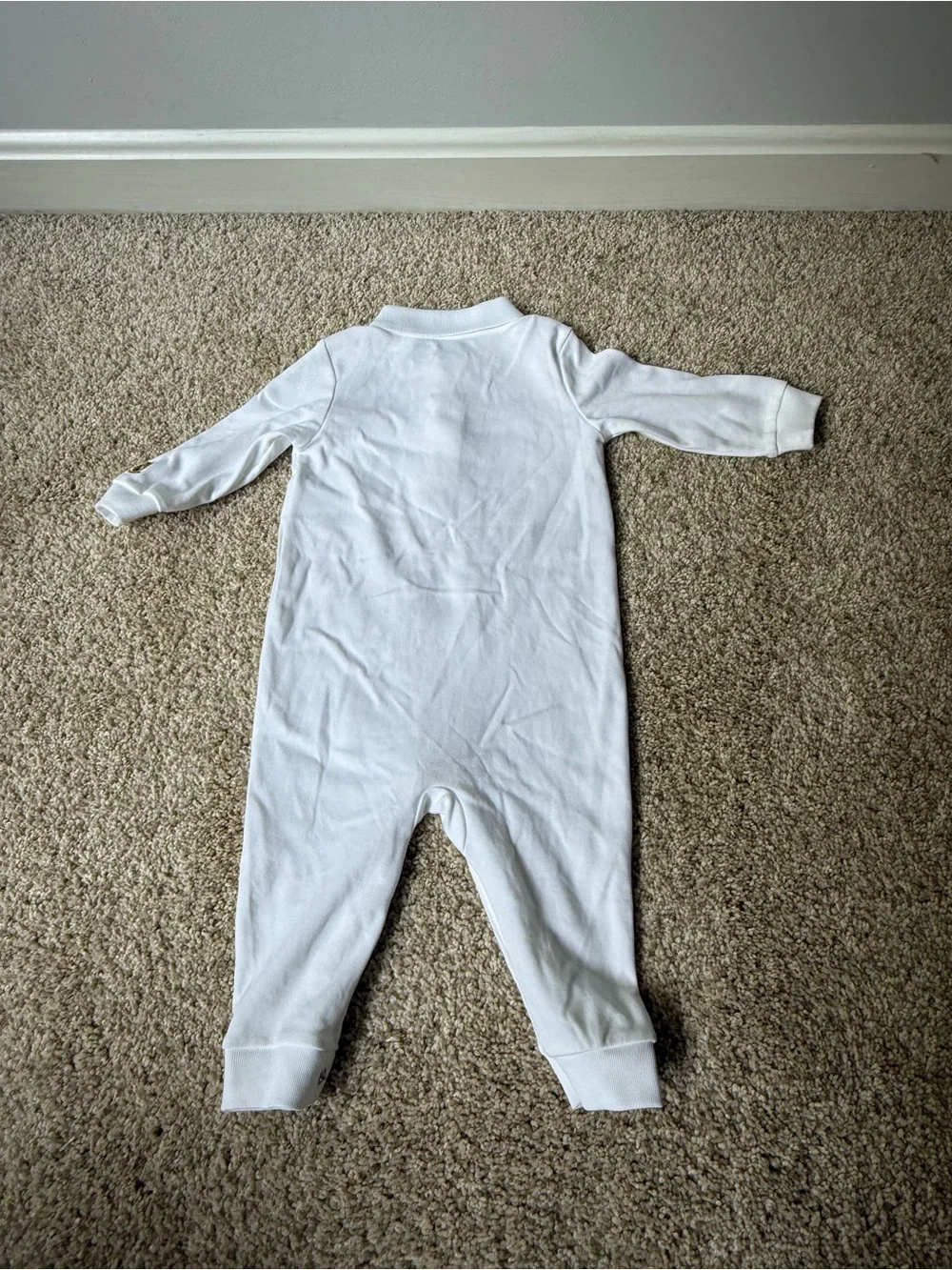 Polo by Ralph Lauren White Embroidered Polo Patch Footie